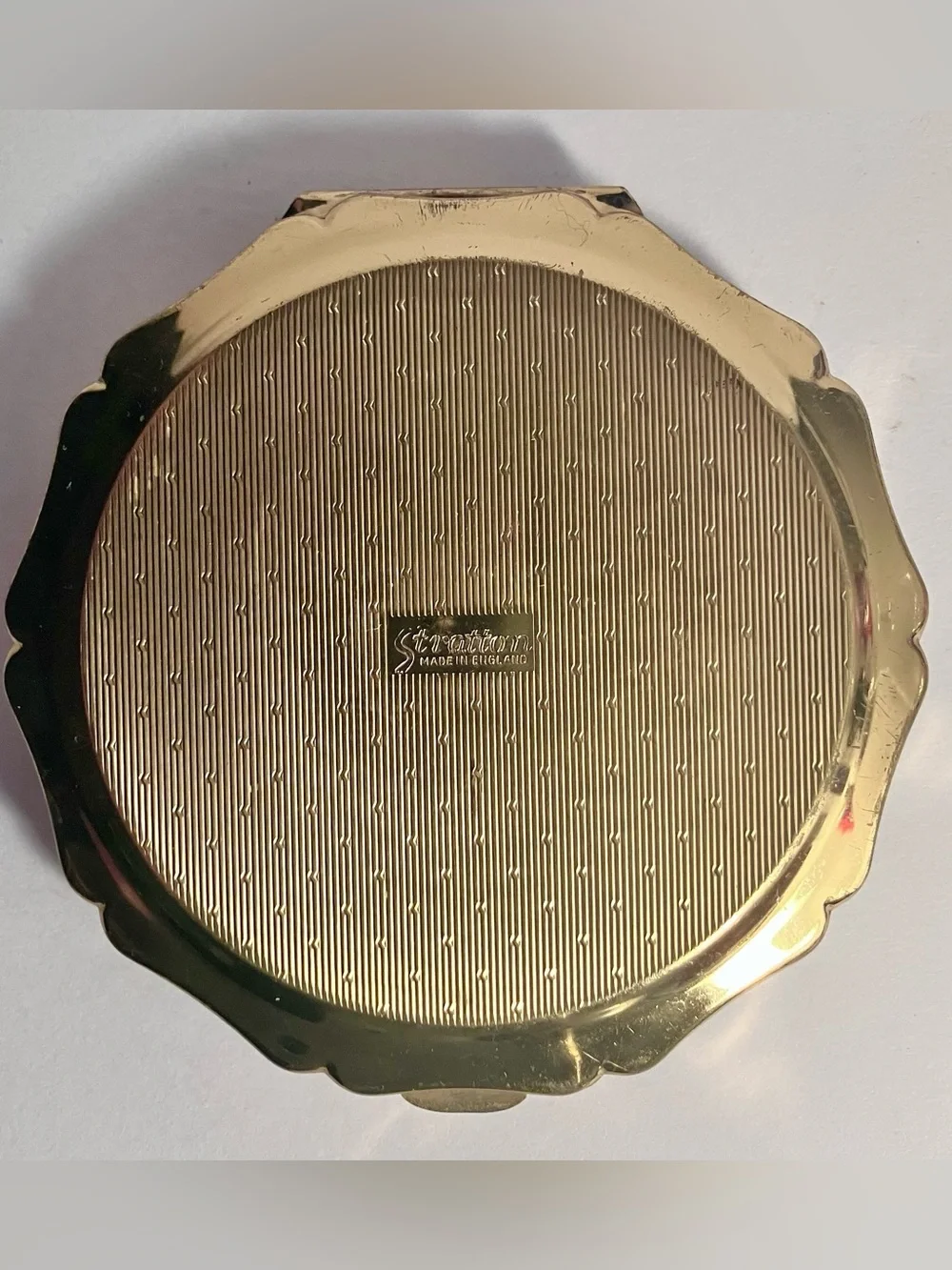 MCM Stratton ENAMELED POWDER COMPACT / Lovely ENGLISH Gold Plate / MIRROR INTACT